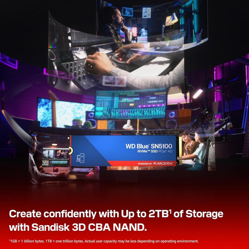 دبليو دي قرص SSD داخلي من نوع NVMe سعة 2 تيرابايت - M.2 2280، PCIe Gen 4.0، سرعة قراءة تصل إلى 7,100 ميجابايت/ثانية، ترقية التخزين لأجهزة الكمبيوتر/اللاب توب - WDS200T5B0E - Image 4