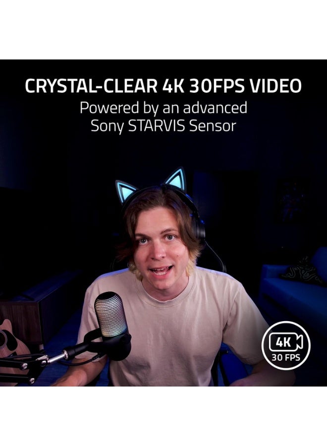 Razer Kiyo V2 4K 30 FPS AI Webcam for Creators: AI-Powered Auto-Framing, One-Click Image Enhancement, High Dynamic Range, Ultrawide Angle Lens, Software Customization - Black - Image 2