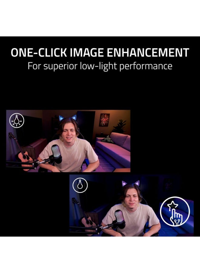 Razer Kiyo V2 4K 30 FPS AI Webcam for Creators: AI-Powered Auto-Framing, One-Click Image Enhancement, High Dynamic Range, Ultrawide Angle Lens, Software Customization - Black - Image 4