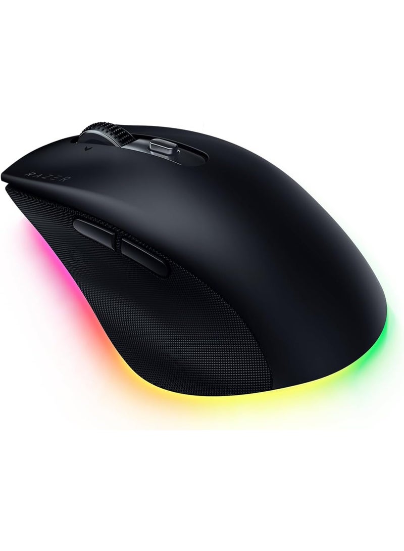 Razer Pro Click V2 Right-Handed Ergonomic Wireless RGB Mouse: HyperSpeed Wireless (2.4 GHz), Bluetooth – up to 3 hosts, USB-C wired, Up to 3.5 months Battery Life, 9 Programmable Buttons - Black - Image 3
