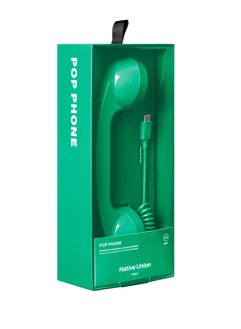 Native Union Pop Phone Retro Handset USB-C | Plug and Talk Connection, Hi-Quality Microphone and Speaker, Less Radiation, for iPhone 17/16/15 Samsung Tablets MacBooks Laptops w/ USB-C Port - Pine - Image 5