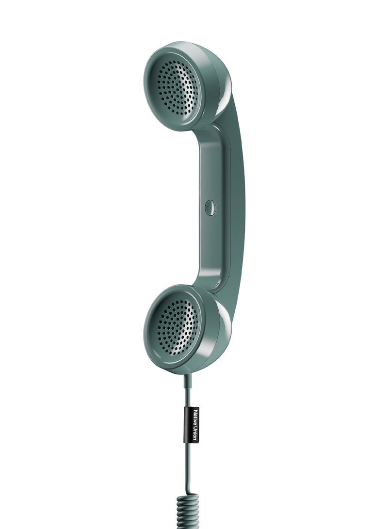 Native Union Pop Phone Retro Handset USB-C | Plug and Talk Connection, Hi-Quality Microphone and Speaker, Less Radiation, for iPhone 17/16/15 Tablets MacBooks Laptops w/ USB-C port - Slate Green - Image 1