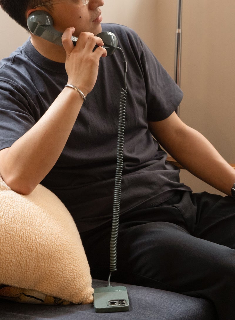 Native Union Pop Phone Retro Handset USB-C | Plug and Talk Connection, Hi-Quality Microphone and Speaker, Less Radiation, for iPhone 17/16/15 Tablets MacBooks Laptops w/ USB-C port - Slate Green - Image 2