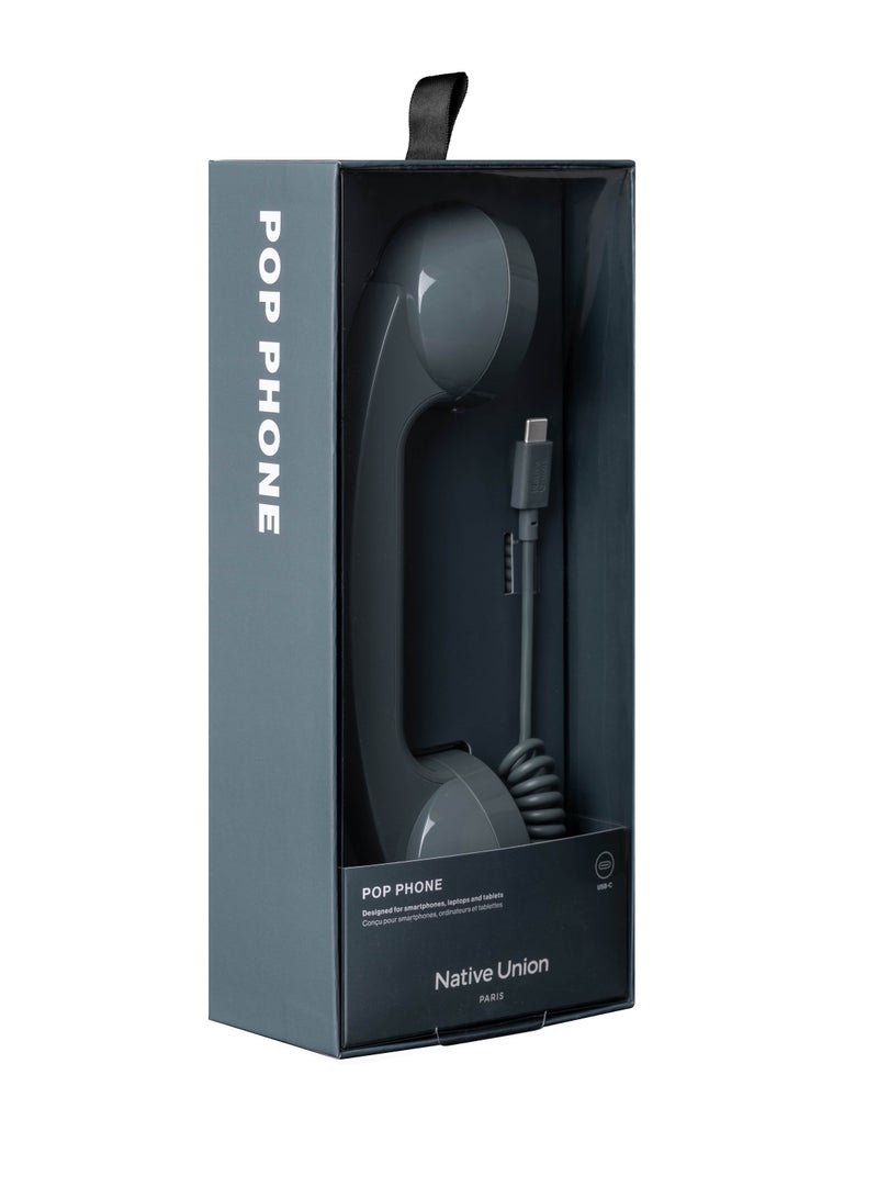 Native Union Pop Phone Retro Handset USB-C | Plug and Talk Connection, Hi-Quality Microphone and Speaker, Less Radiation, for iPhone 17/16/15 Tablets MacBooks Laptops w/ USB-C port - Slate Green - Image 5