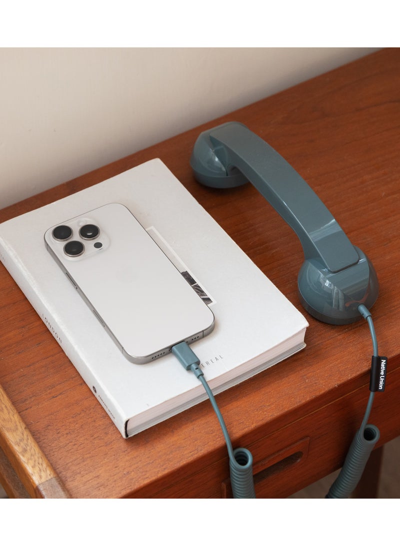 Native Union Pop Phone Retro Handset USB-C | Plug and Talk Connection, Hi-Quality Microphone and Speaker, Less Radiation, for iPhone 17/16/15 Tablets MacBooks Laptops w/ USB-C port - Slate Green - Image 3