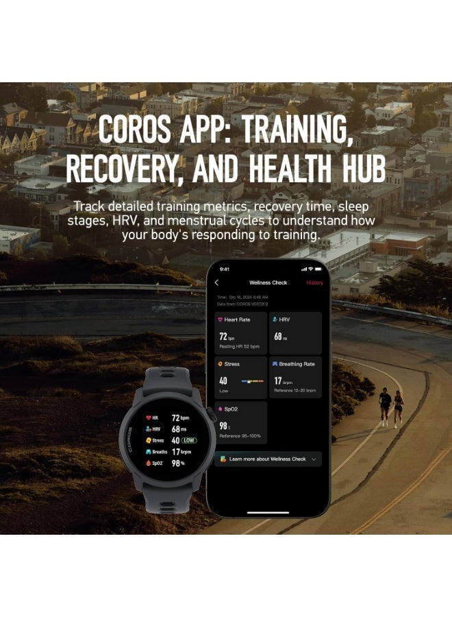 COROS 250 mAh PACE 4 Ultralight Sport GPS Watch, 1.2" AMOLED Touchscreen Running Watch, 19 days of daily use, Voice Features, Advanced Training Tools, Accurate GPS, Heart Rate Monitor (Silicone) - Black - Image 3