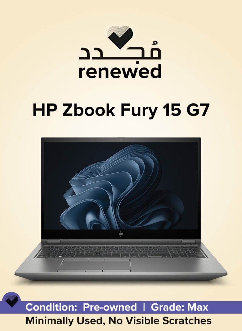 HP ZBOOK FURY 15 G7 , Intel core i5-10400H , RAM 16GB DDR4 , 512GB SSD M.2 NVMe , NVIDIA Quadro T1000 with Max Q design 4GB DDR6 , 15.6 inch FHD LED-IPS English/Arabic Silver - Image 1