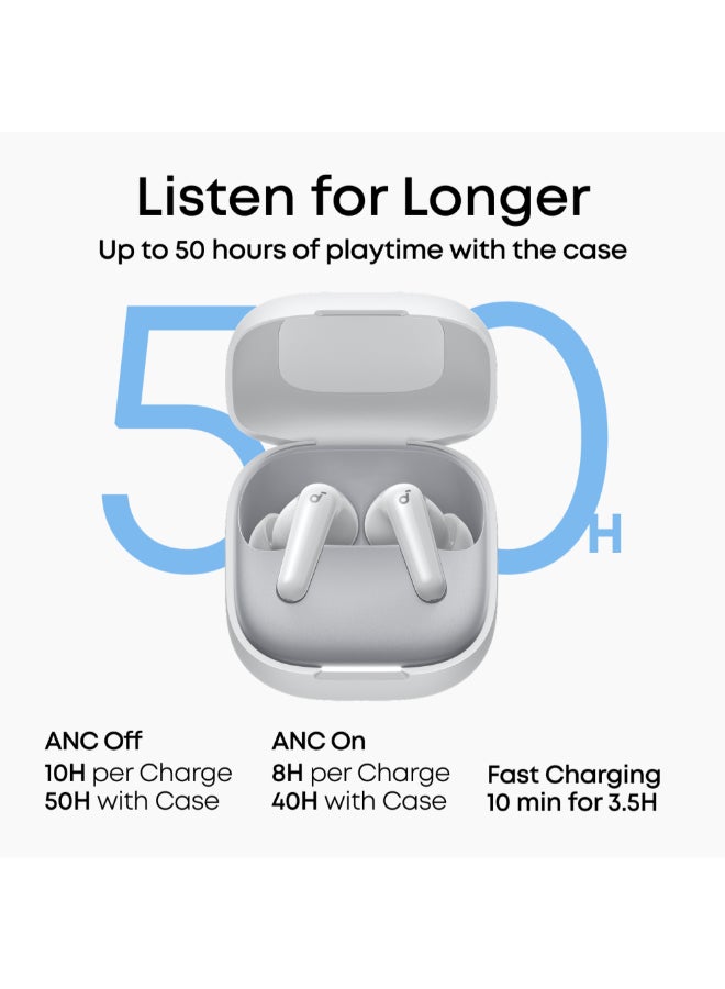 Soundcore R60i NC True Wireless Earbuds with Adaptive ANC, Hi-Res LDAC, 50H Playtime, AI Clear Calls, IP55, Fast Charging - White white - Image 4