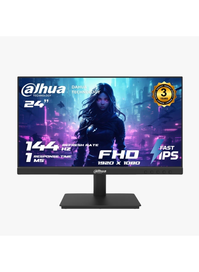 Dahua 24-inch FHD Gaming Monitor, 144Hz IPS, 1ms LED, Fast IPS Screen, HDMI & VGA | DHI-LM24-A200N | Black - Image 1