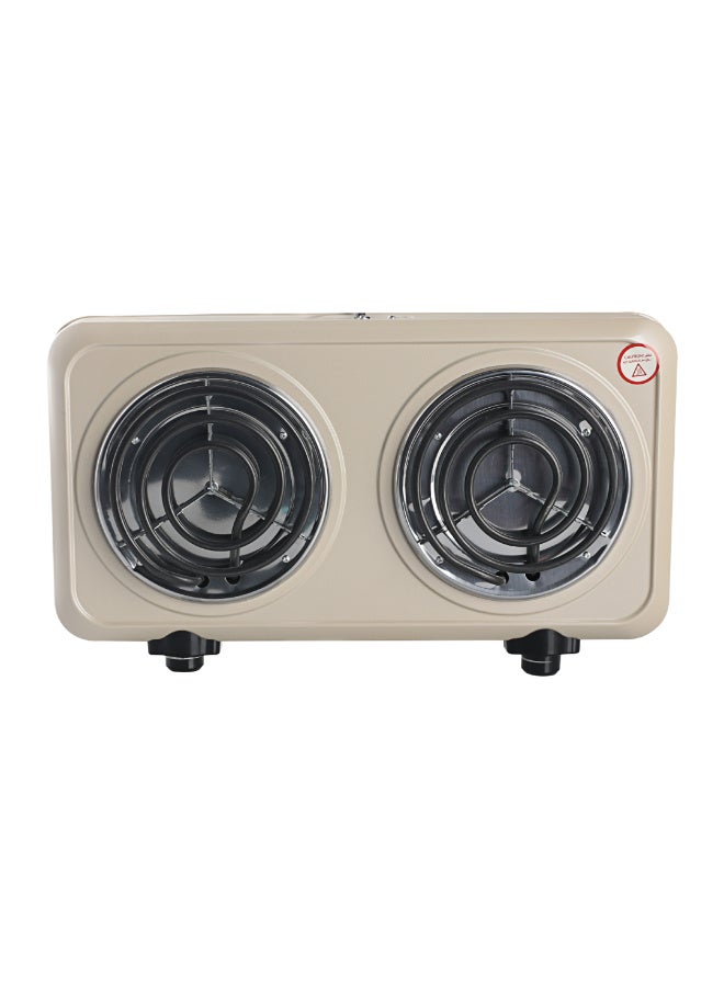 REBUNE Double Electric Hob - 2000W - Heat and Peel Resistant Surface - RE-4-086 2000 W RE-4-086 beige - Image 1