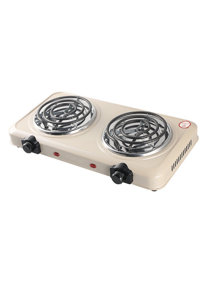REBUNE Double Electric Hob - 2000W - Heat and Peel Resistant Surface - RE-4-086 2000 W RE-4-086 beige - Image 3