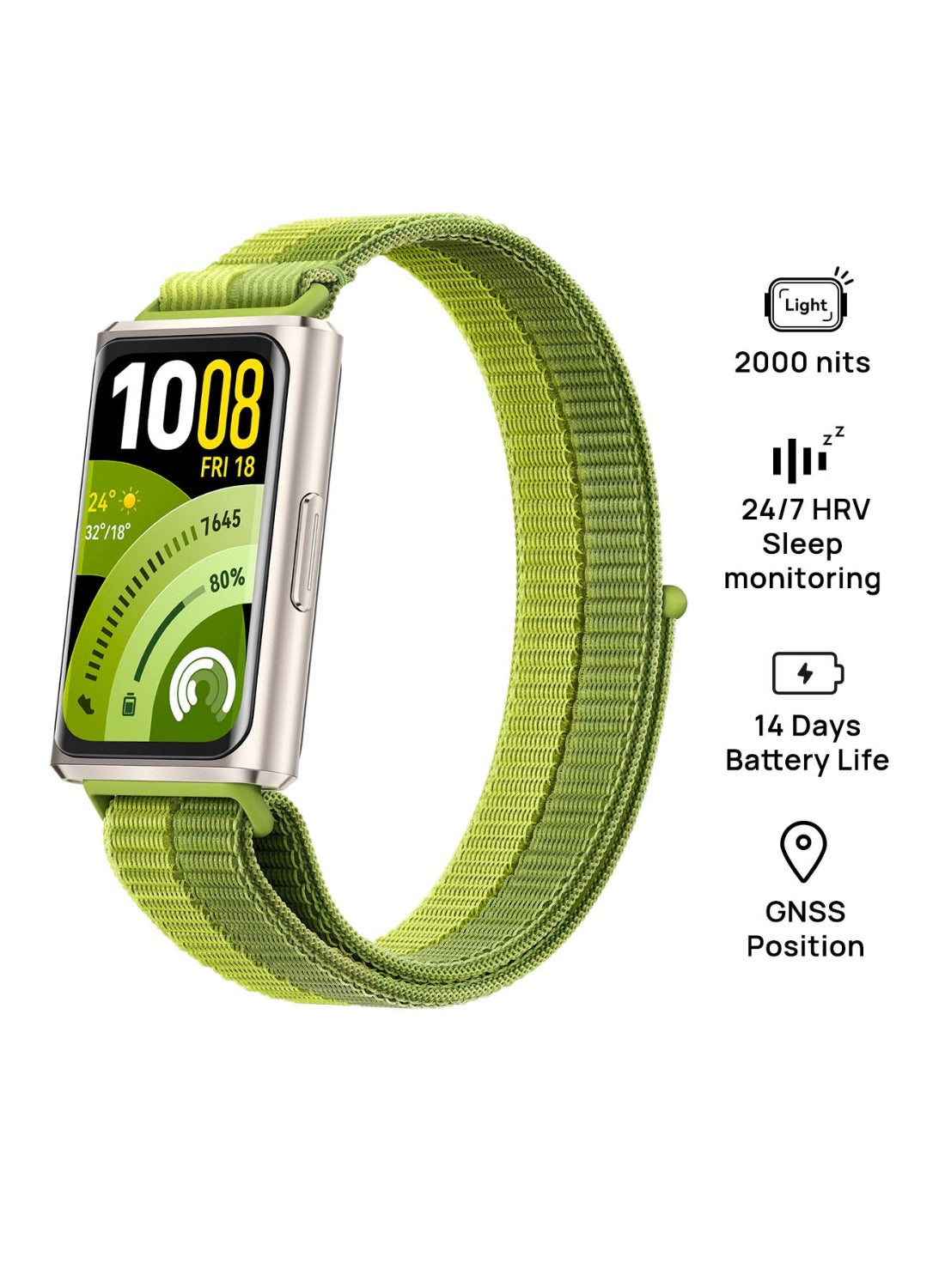 Band 11 Pro Smart Watch, Enhanced Sleep Tracking, Health & GNSS Position Fitness Tracker, Up to 14-day Battery Life, Ultra-Slim & Comfort Wear, Compatible with iOS & Android, Green