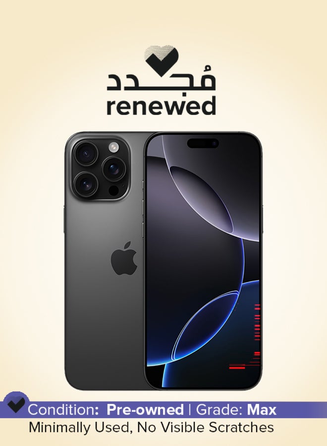 ابل  Renewed - iPhone 16 Pro Max 512GB Black Titanium 5G With Facetime - Middle East Version - Image 1