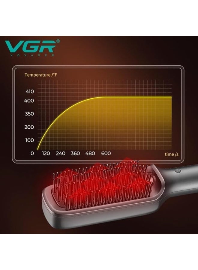 في جي آر V-560 Professional Hair Straightener Comb - Ceramic Coating, 10 Heat Settings - Image 5