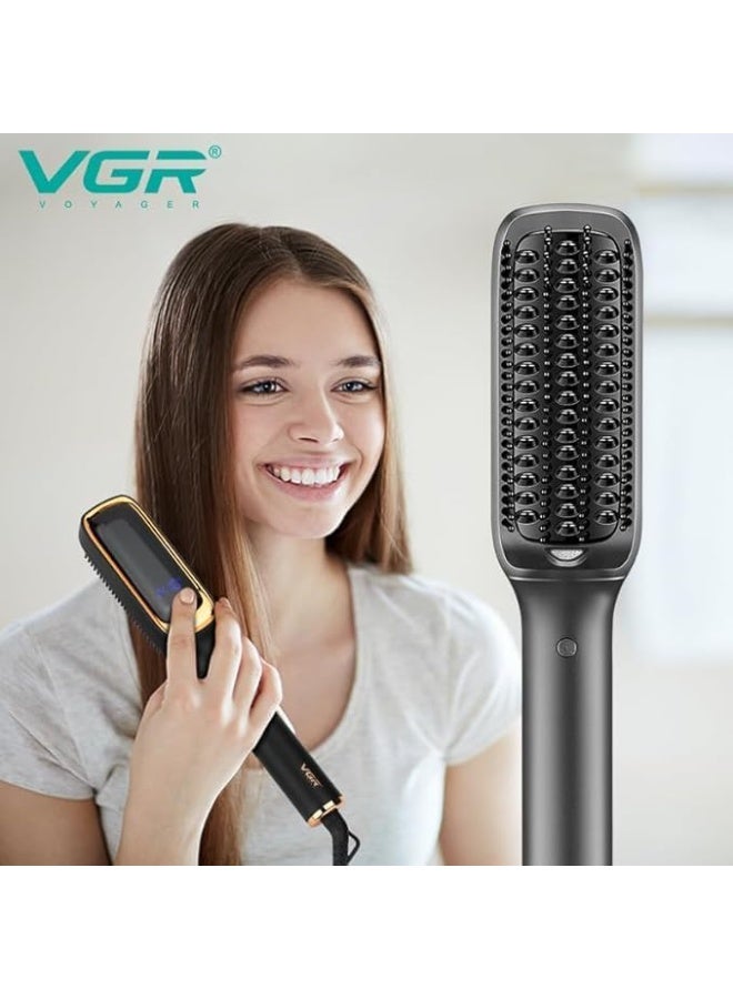 في جي آر V-560 Professional Hair Straightener Comb - Ceramic Coating, 10 Heat Settings - Image 3