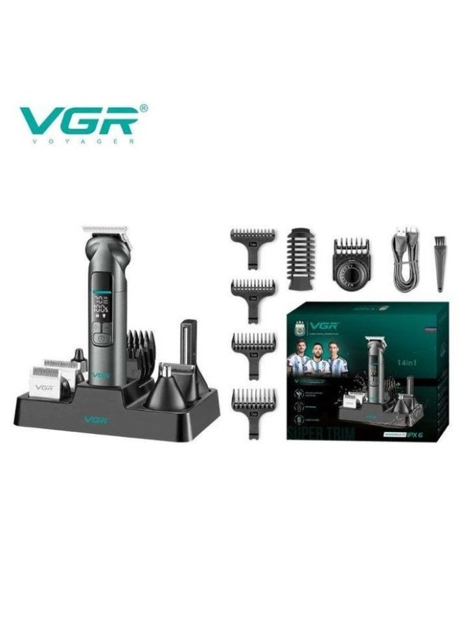 VGR Professional Men’s Grooming Kit 14-in-1 (IPX7 Waterproof & Metallic Design) – V-096 - Image 2