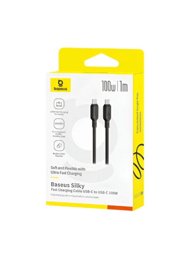 Baseus Silky Series Fast Charging Cable, Type-C to Type-C, 1Mm, 100Watts black - Image 2