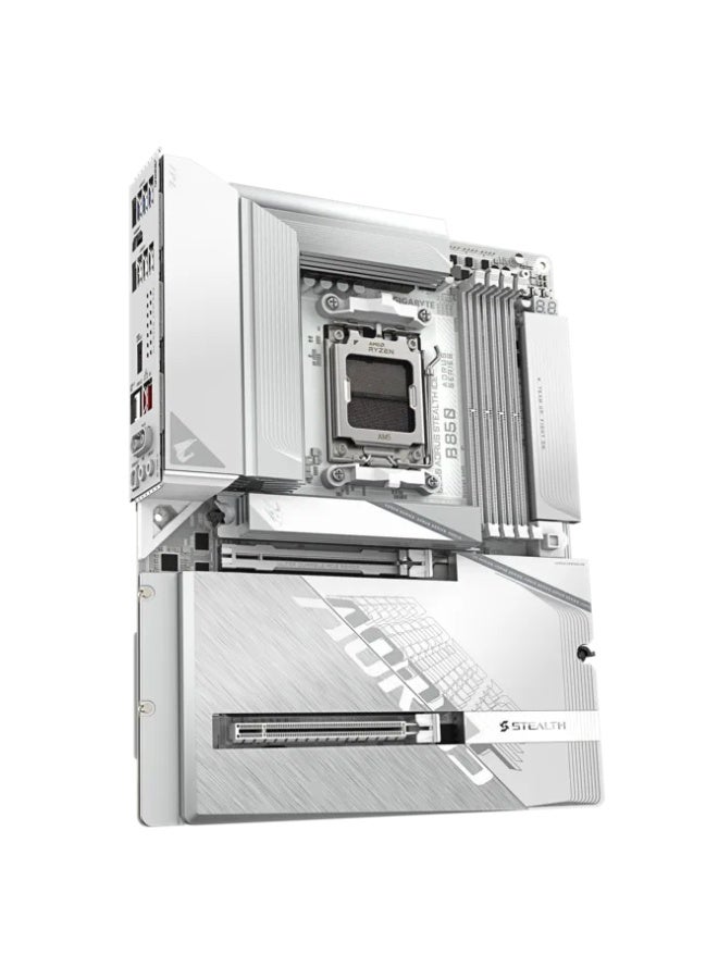 جيجابايت B850 AORUS STEALTH ICE ATX Motherboard, AMD AM5, DDR5 8200MHz OC, PCIe 5.0 x16, 4× M.2 (PCIe 5.0/4.0), Wi-Fi 7 + Bluetooth 5.4, 5GbE LAN, HDMI 2.1, USB-C, White | 9MB85STLE-00-G10 - Image 4
