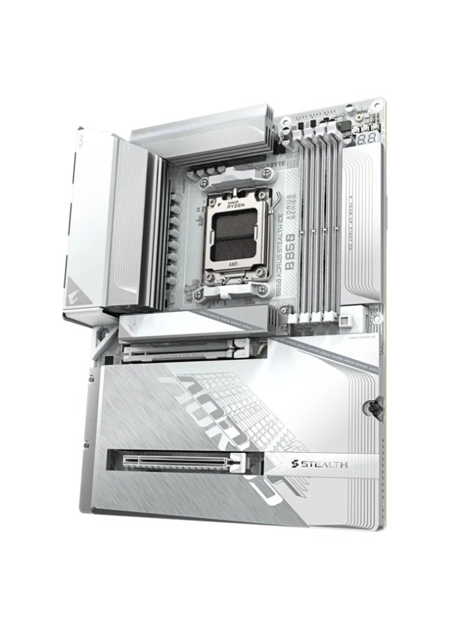 جيجابايت B850 AORUS STEALTH ICE ATX Motherboard, AMD AM5, DDR5 8200MHz OC, PCIe 5.0 x16, 4× M.2 (PCIe 5.0/4.0), Wi-Fi 7 + Bluetooth 5.4, 5GbE LAN, HDMI 2.1, USB-C, White | 9MB85STLE-00-G10 - Image 5