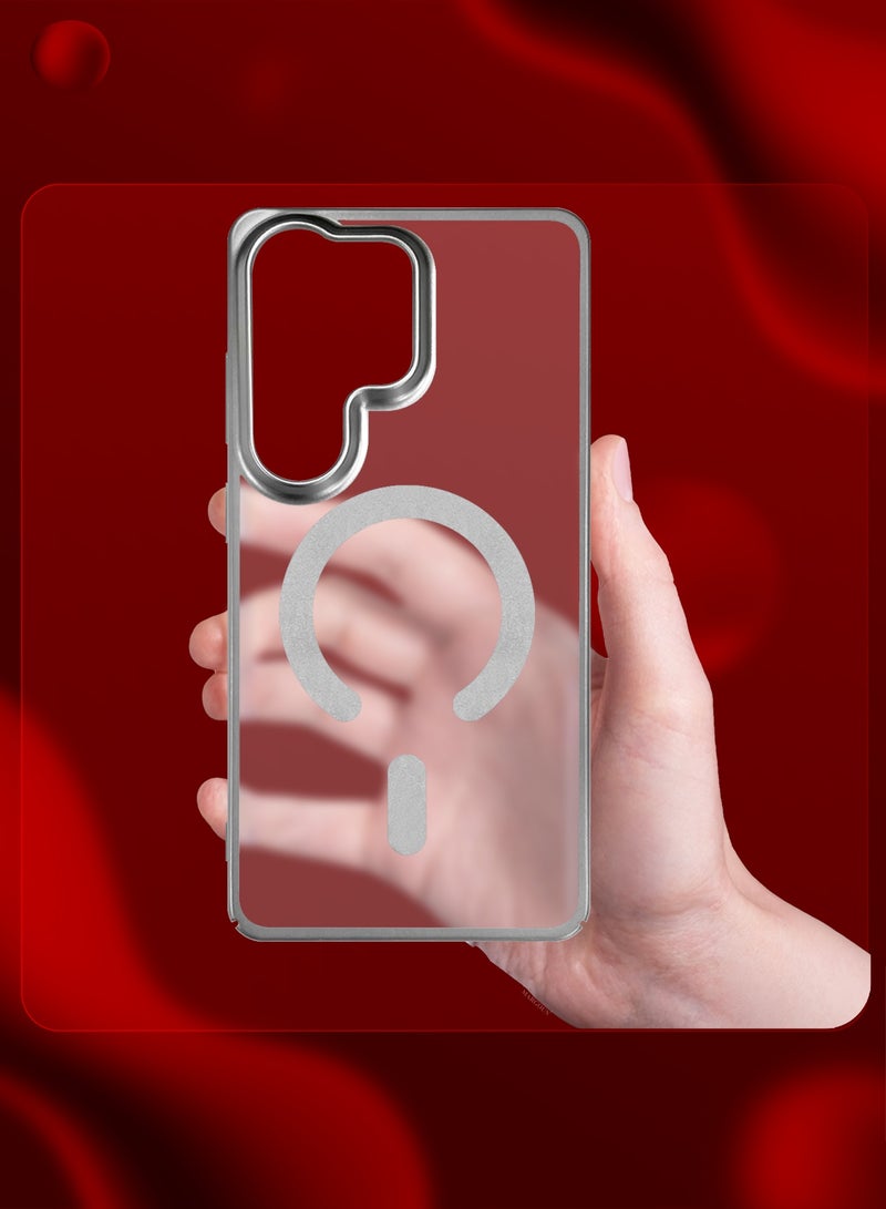 مارجون Magnetic Electroplated Protective Case for S26 Ultra - Transparent Back and Lens Shield Silver - Image 5