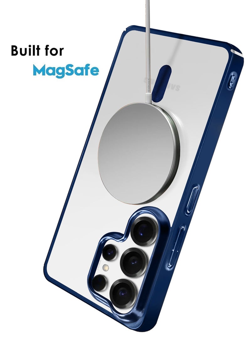 MARGOUN Magnetic Electroplated Protective Case for S26 Ultra - Transparent Back and Lens Shield Midnight Blue - Image 5