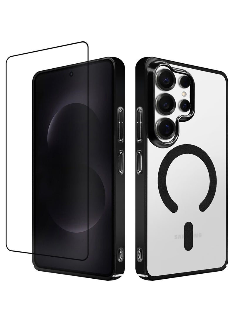 MARGOUN Magnetic Electroplated Protective Case for S26 Ultra - Transparent Back and Lens Shield with 3D Screen Protector Black-1 - Image 2