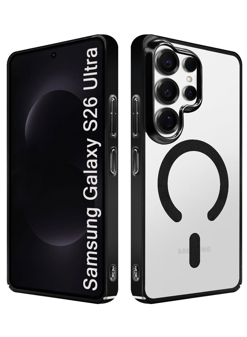 MARGOUN Magnetic Electroplated Protective Case for S26 Ultra - Transparent Back and Lens Shield Black - Image 1