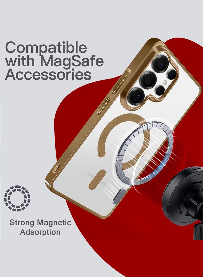 مارجون Magnetic Electroplated Protective Case for S26 Ultra - Transparent Back and Lens Shield with Privacy Screen Protector Desert Gold-2 - Image 5