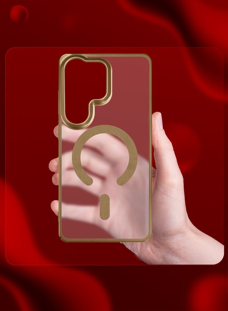 MARGOUN Magnetic Electroplated Protective Case for S26 Ultra - Transparent Back and Lens Shield Desert Gold - Image 5