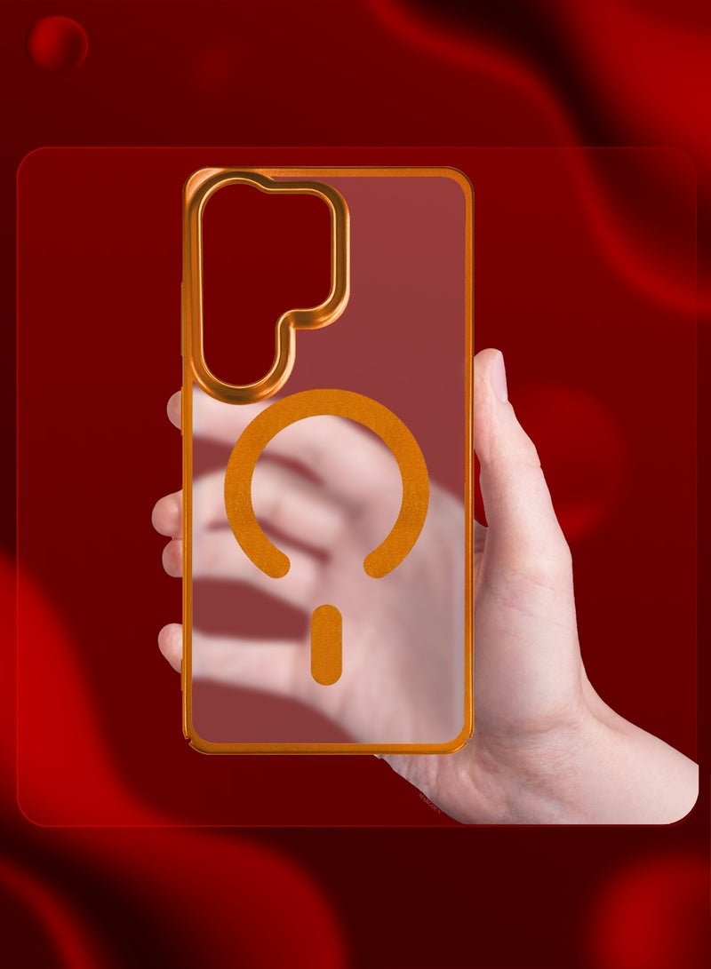مارجون Magnetic Electroplated Protective Case for S26 Ultra - Transparent Back and Lens Shield Cosmic Orange - Image 4