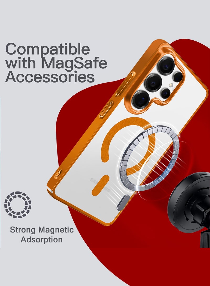 MARGOUN Magnetic Electroplated Protective Case for S26 Ultra - Transparent Back and Lens Shield with 3D Screen Protector Cosmic Orange-1 - Image 5