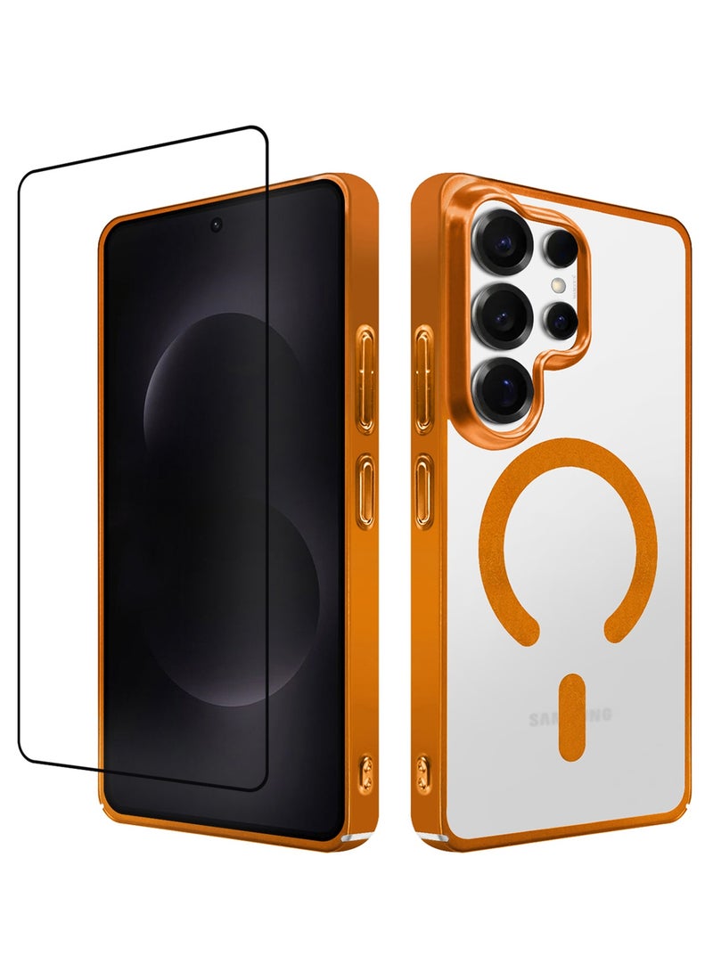 MARGOUN Magnetic Electroplated Protective Case for S26 Ultra - Transparent Back and Lens Shield with 3D Screen Protector Cosmic Orange-1 - Image 2
