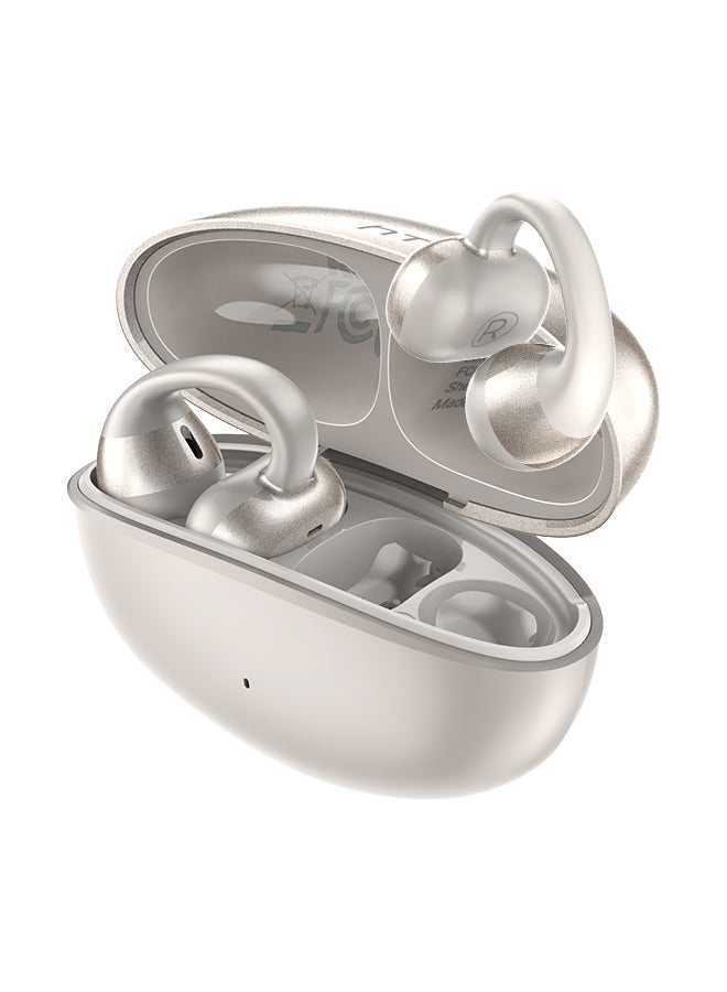 إتش تي سي NE56 OWS Ear Clip Wireless Earphones, Bluetooth 6.0, Comfortable Sport Earclip Design, Noise Reduction Calls, Built-in Mic, 20-Hour Battery Life, 4-Hour Music Playback, Lightweight Wireless Headphones, Beige beige - Image 3