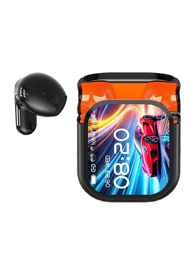 إتش تي سي سماعات أذن لاسلكية NE20 TWS، بلوتوث 6.0، علبة شحن بشاشة LCD، مترجم ذكي، إلغاء نشط للضوضاء، مقاومة للماء، عمر بطارية 24 ساعة، تشغيل موسيقي لمدة 4 ساعات، تحكم باللمس، ميكروفون مدمج، أسود - Image 2