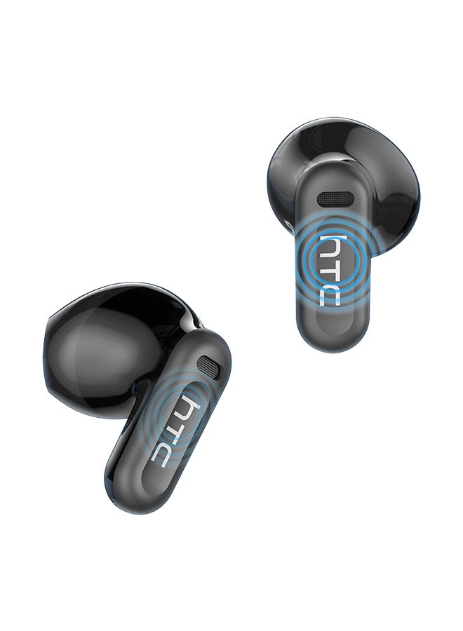 إتش تي سي سماعات أذن لاسلكية NE20 TWS، بلوتوث 6.0، علبة شحن بشاشة LCD، مترجم ذكي، إلغاء نشط للضوضاء، مقاومة للماء، عمر بطارية 24 ساعة، تشغيل موسيقي لمدة 4 ساعات، تحكم باللمس، ميكروفون مدمج، أسود - Image 4