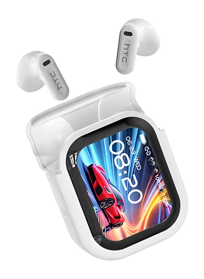 إتش تي سي NE20 In-Ear TWS Wireless Earbuds, Bluetooth 6.0, LCD Screen Charging Case, AI Translator, Active Noise Cancelling, Waterproof, 24-Hour Battery Life, 4-Hour Music Playback, Touch Control, Built-in Mic, White white - Image 4