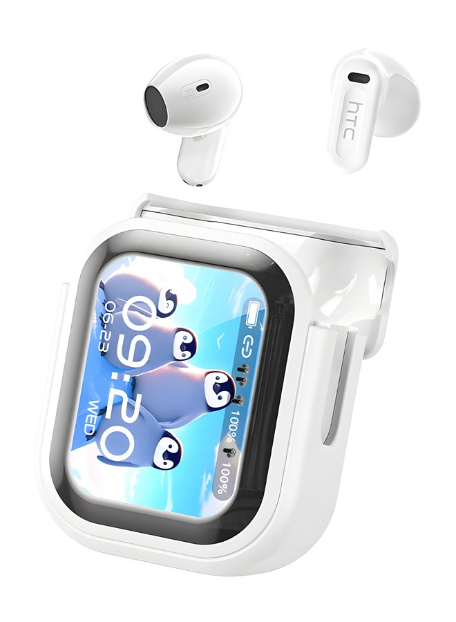 إتش تي سي NE20 In-Ear TWS Wireless Earbuds, Bluetooth 6.0, LCD Screen Charging Case, AI Translator, Active Noise Cancelling, Waterproof, 24-Hour Battery Life, 4-Hour Music Playback, Touch Control, Built-in Mic, White white - Image 5