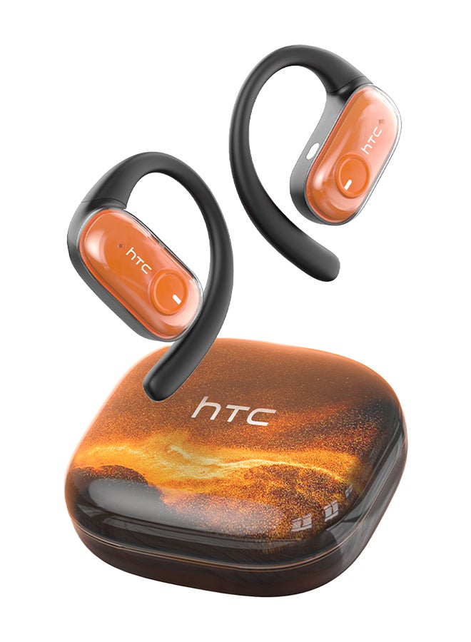 إتش تي سي NE10 OWS Wireless Earbuds, Bluetooth 5.4, HD Bass Sound, AI Translator Earphones, Adaptive EQ, IPX5 Water Resistance, 40-Hour Battery Life, 4-Hour Music Playback, Touch Control, Lightweight Sport Headphones, Orange orange - Image 4