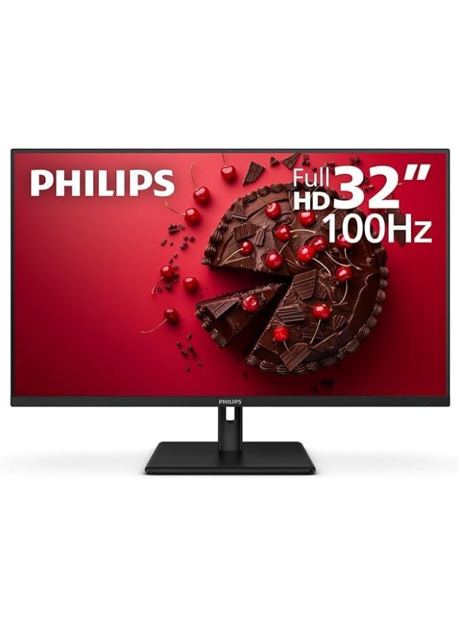 Philips The  32E1N1100L is a 32-inch (31.5-inch viewable) FHD (1920 x 1080) VA frameless monitor designed for productivity and light gaming. It features a 100Hz refresh rate, 1ms MPRT. Black - Image 1