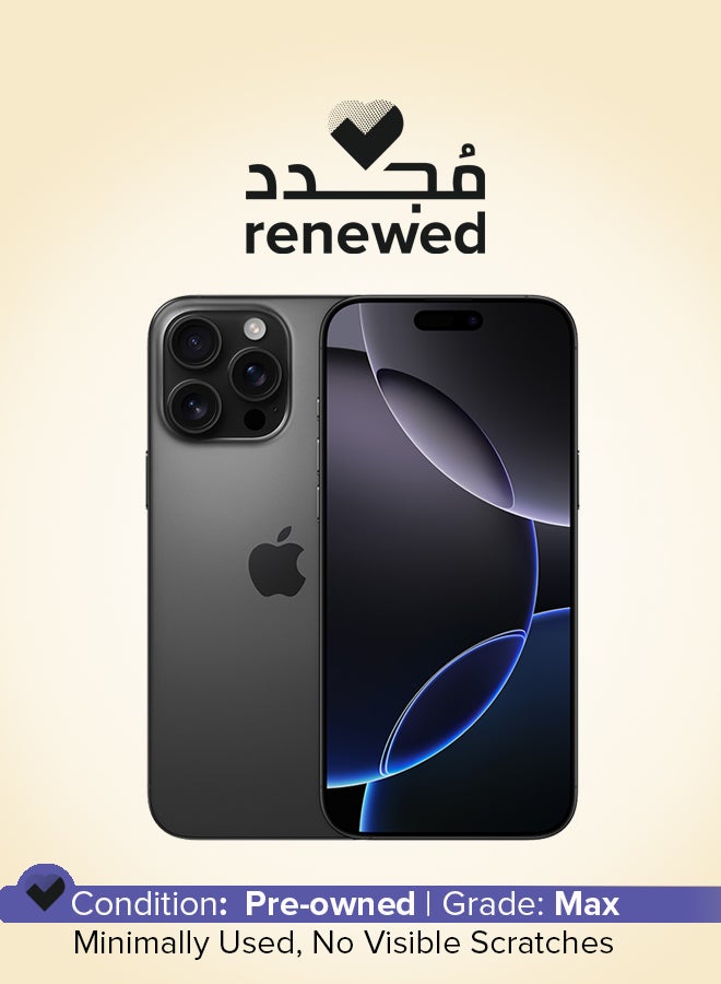 Apple Renewed - iPhone 16 Pro Max 256GB Black Titanium 5G (E-sim only) With FaceTime - USA Version - Image 1