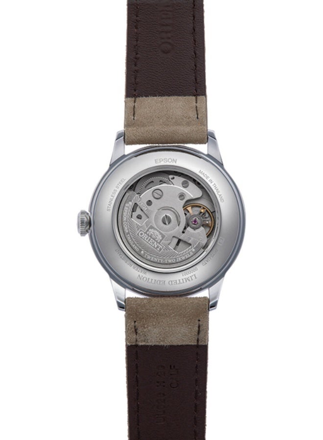 ORIENT Men's Mechanical Classic Bambino Men's Watch RA-AC0M13N30B, 38.4mm Grey Dial, Leather Strap, 30m WR - Image 4