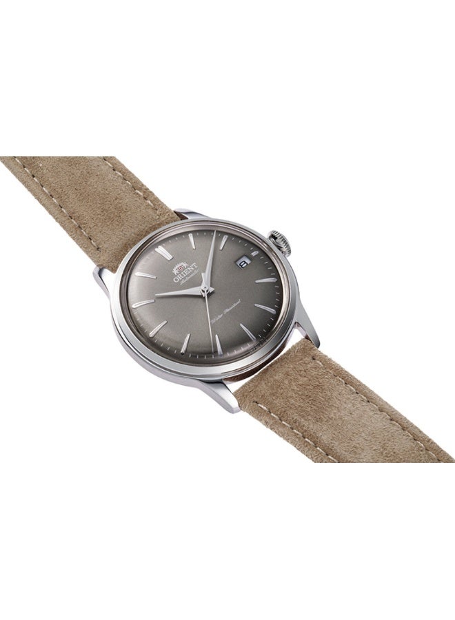 ORIENT Men's Mechanical Classic Bambino Men's Watch RA-AC0M13N30B, 38.4mm Grey Dial, Leather Strap, 30m WR - Image 2