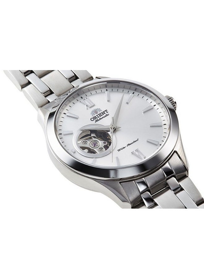 أورينت ساعة ميكانيكية عصرية للرجال TAG03001W0، 39 مم بقرص فضي مفتوح القلب، سوار من الفولاذ المقاوم للصدأ، 50 متر مقاومة للماء - Image 2
