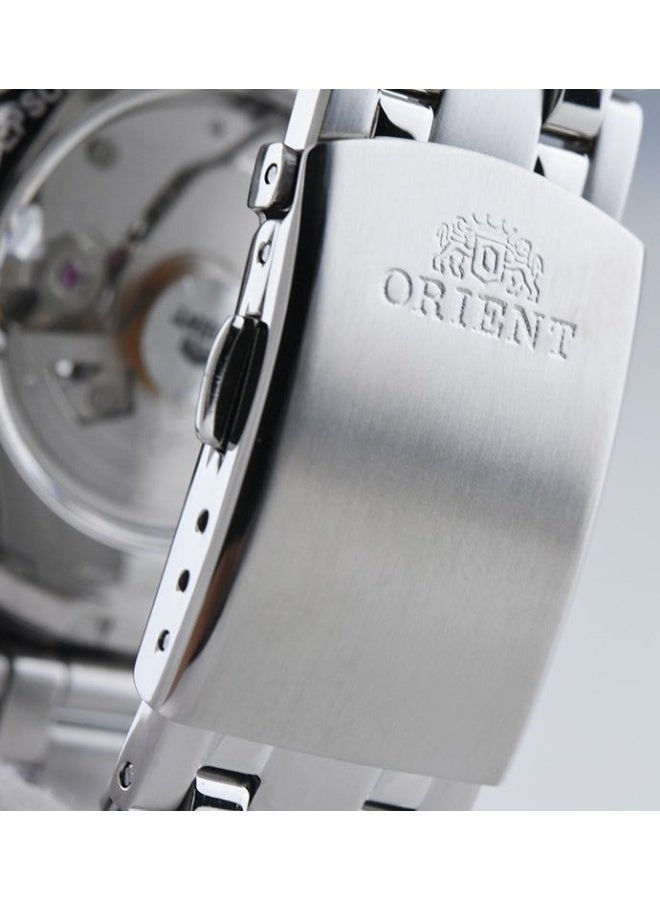 أورينت ساعة ميكانيكية عصرية للرجال TAG03001W0، 39 مم بقرص فضي مفتوح القلب، سوار من الفولاذ المقاوم للصدأ، 50 متر مقاومة للماء - Image 4