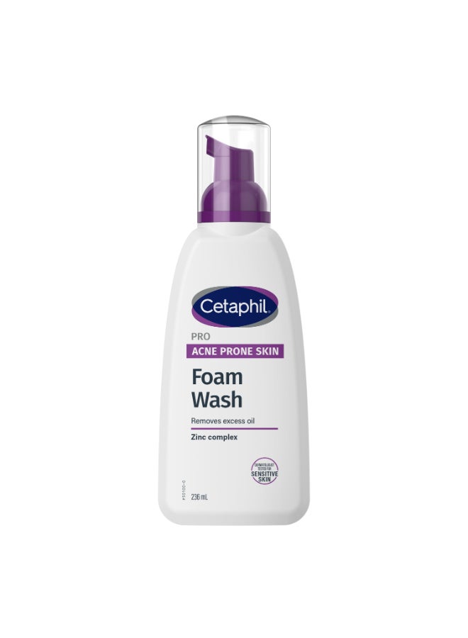 Cetaphil PRO Acne Prone Skin, Oil Control Foam Face Wash, For Oily and Sensitive Skin, DermaControl, White 236ml - Image 1