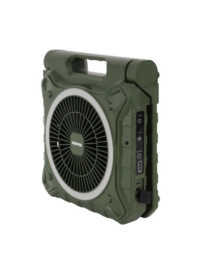 جيباس 8" Rechargeable Solar Fan-Table Box Fans with Remote Control, Smart Panel and LED Lighting/ 3 Modes, 20 Hours Working, Perfect for Home, Office, Camping, Hiking, Indoor and Outdoor Use/ 2 Years Warranty, GF21233 GREEN - Image 4