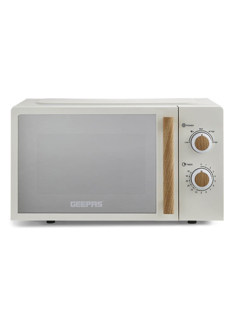 GEEPAS 20 L Microwave Oven 5 Power Levels | Cooking End Signal and LED Light, 35 Minute Timer | Mirrored Glass Door, Perfect for Preparing Simple Dishes, Oatmeal, Soups, Microwave-Friendly Recipes| 2 Years Warranty 20 L 700 W GMO34062UK-CR Cream - Image 1