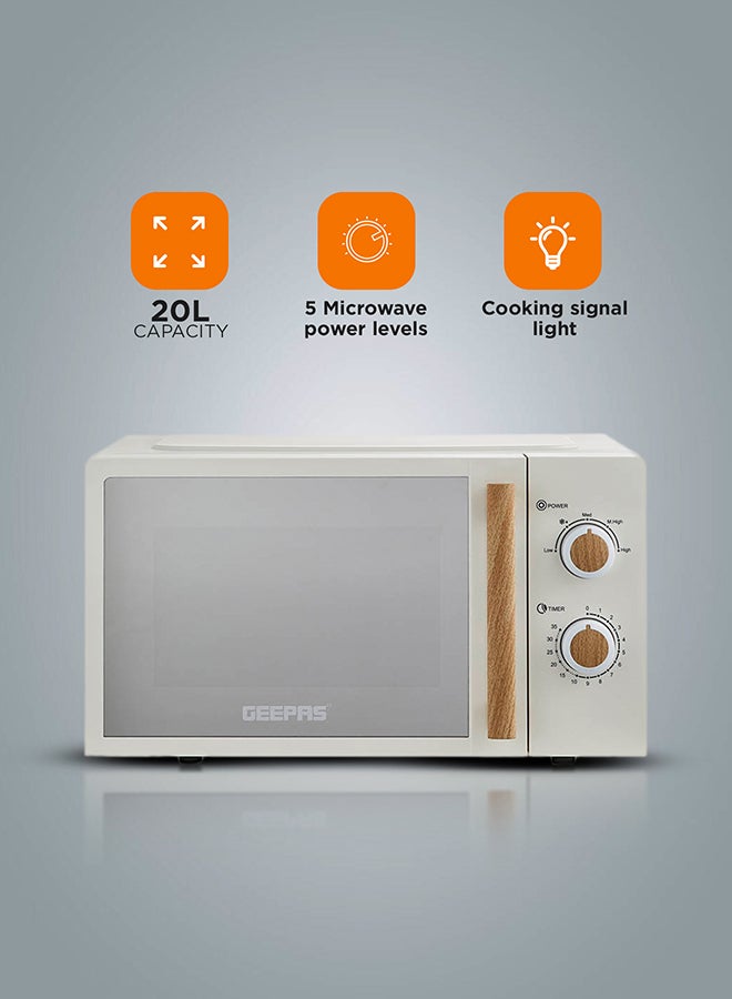 GEEPAS 20 L Microwave Oven 5 Power Levels | Cooking End Signal and LED Light, 35 Minute Timer | Mirrored Glass Door, Perfect for Preparing Simple Dishes, Oatmeal, Soups, Microwave-Friendly Recipes| 2 Years Warranty 20 L 700 W GMO34062UK-CR Cream - Image 3