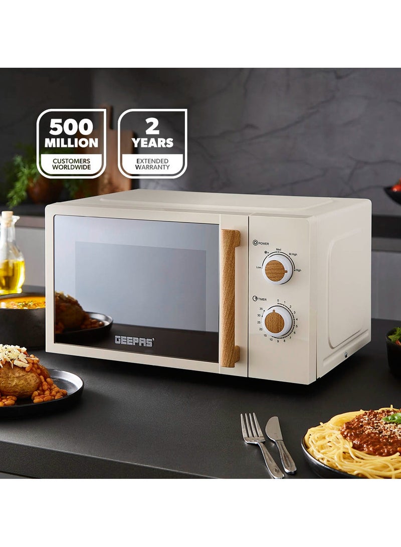 GEEPAS 20 L Microwave Oven 5 Power Levels | Cooking End Signal and LED Light, 35 Minute Timer | Mirrored Glass Door, Perfect for Preparing Simple Dishes, Oatmeal, Soups, Microwave-Friendly Recipes| 2 Years Warranty 20 L 700 W GMO34062UK-CR Cream - Image 2