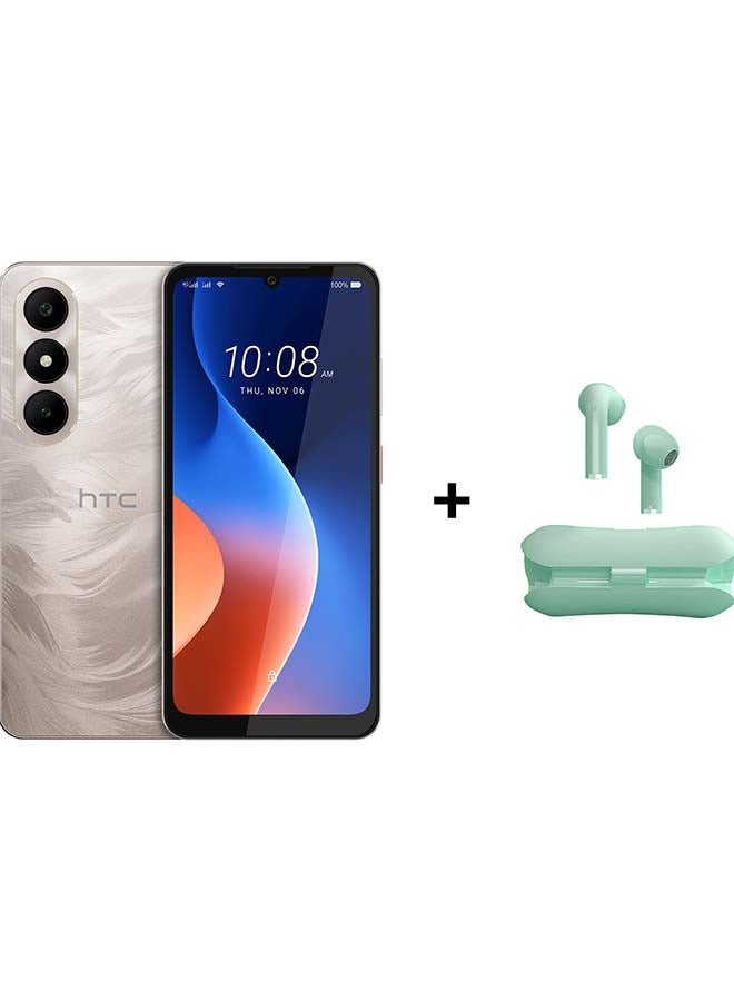 إتش تي سي وايلد فاير E7 لايف ثنائي الشريحة 4G حتى 8GB* (4+4) RAM 128GB كاميرا 50MP ذهبية الشمبانيا + نكست بوت E18 TWS - نسخة الشرق الأوسط - Image 1